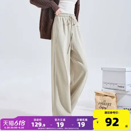 唐狮2025秋季新款阔腿运动裤女宽松直筒设计感休闲裤百搭长裤kz图片
