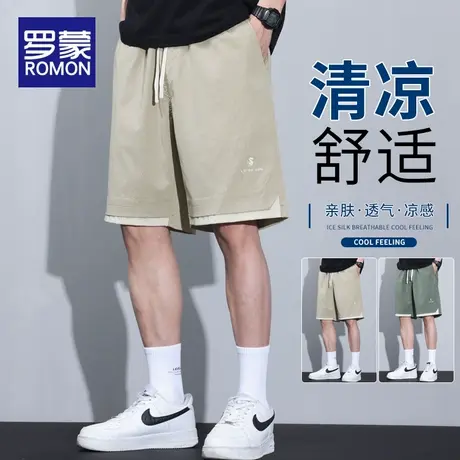 罗蒙休闲短裤男夏季薄款冰丝五分裤速干运动男士裤子2025新款中裤商品大图