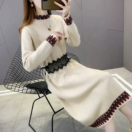 长款高级感毛衣女裙过膝冬季2023年新款爆款时尚洋气打底衫连衣裙图片