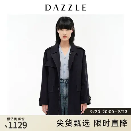 DAZZLE地素 奥莱春季小众工装风系带中长款风衣外套女图片