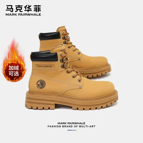 马克华菲马丁靴男款冬季男鞋2025新款大黄靴加绒棉鞋工装雪地靴子商品大图