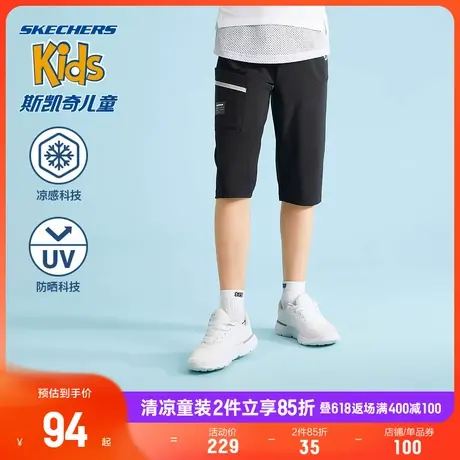 Skechers斯凯奇童装男童针织七分裤儿童舒适透气户外运动休闲裤子商品大图