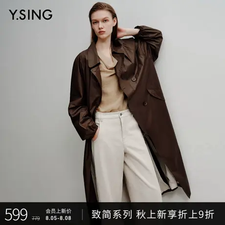 【Y.SING致简】100%棉风衣女长款2025秋装新款宽松大廓形外套图片