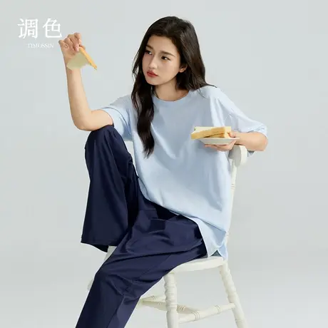 调色【可外穿】深睡衣女款凉感大朵棉家居服女2025年新款夏季套装商品大图