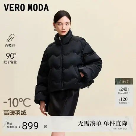 Vero Moda羽绒服2025冬季新款90白鸭绒亮片立领短款羽绒服百搭商品大图