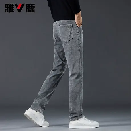 雅鹿宽松舒适牛仔裤男 2026春夏款男猫抓痕潮男磨白潮男时尚长裤图片