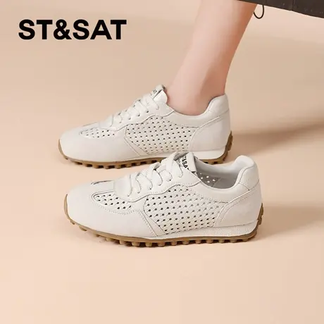 星期六百搭小白鞋女款2026新款春季网面透气运动休闲鞋厚底德训鞋商品大图