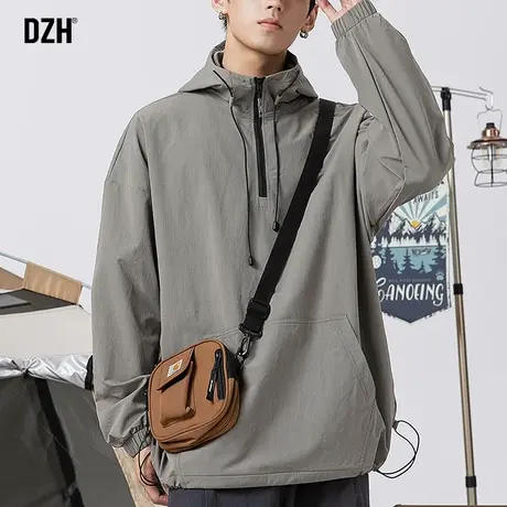 青少年半拉链连帽卫衣男潮牌秋季2023新款休闲运动上衣套头连帽衫商品大图