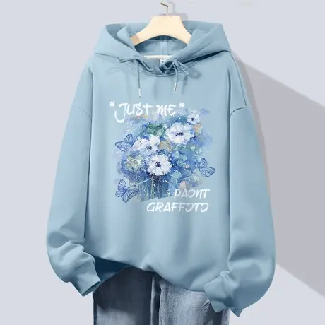 ZR真维斯卫衣女2023新款连帽长袖秋季女士宽松简约设计感上衣外套图片