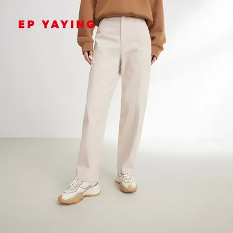 [彩绒牛仔]EP雅莹香蕉裤 高腰显瘦加绒牛仔裤 2023秋冬新款J620A商品大图