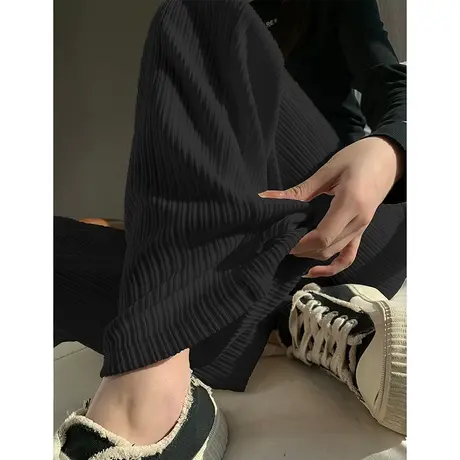 唐狮春秋季宽松条绒直筒休闲裤女装运动工装裤子休闲阔腿裤直筒潮图片