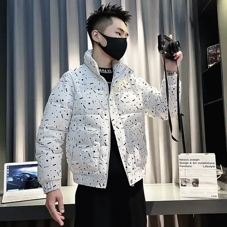 爆款满印高级感棉服外套男冬季2023新款ins立领加厚花色轻熟棉衣图片