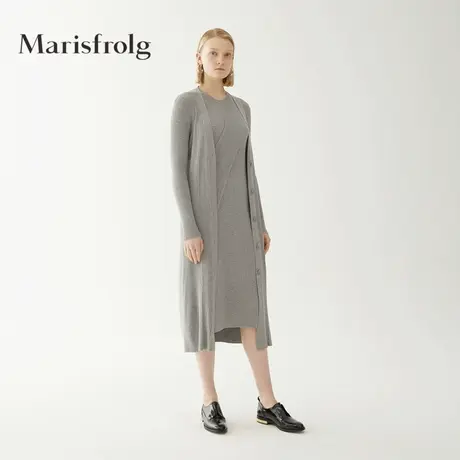 【言选好物】玛丝菲尔夏季新款女装灰色中长款轻薄毛针织开衫商品大图