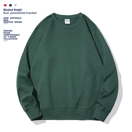 港风潮牌秋季纯色薄款套头圆领卫衣男潮宽松休闲情侣装净版上衣商品大图