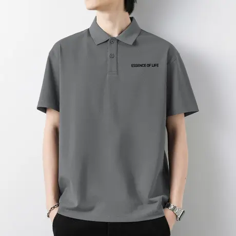 翻领t恤男保罗polo衫冰丝短袖潮牌潮流夏季凉感有领半袖带领体恤图片