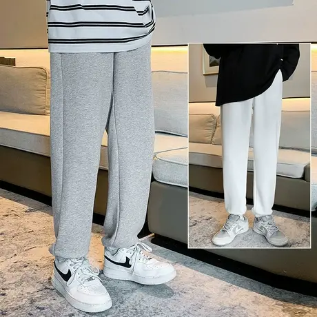 潮流纯色卫裤男春秋季休闲束脚港风运动裤2024潮牌百搭宽松长裤子商品大图