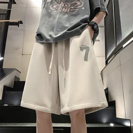 潮牌运动短裤男夏季薄款跑步健身篮球复古美式宽松休闲五分裤刺绣商品大图