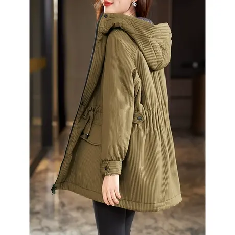 宝诗黎连帽抽绳收腰宽松棉服2023新款韩版保暖外套时尚休闲秋冬装商品大图