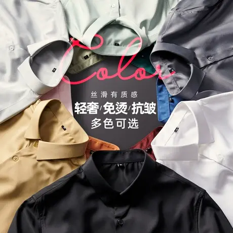 2025春秋新款免烫休闲百搭长袖衬衫男商务正装韩版男士衬衣帅气图片