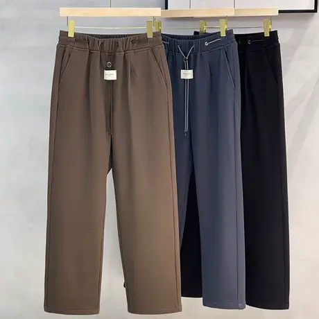 直筒裤男秋冬高级感宽松松紧腰拖地长裤子潮牌男士休闲裤2023新款商品大图