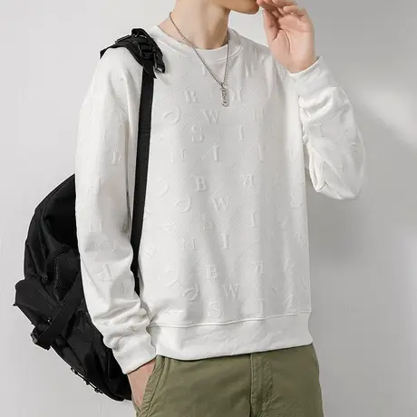 春天男款高级感情侣圆领卫衣春秋款字母印花长袖上衣2024新款男装商品大图