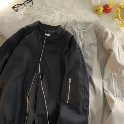 春秋季工装棒球服男女款美式ins潮牌飞行员夹克宽松痞帅情侣外套商品大图