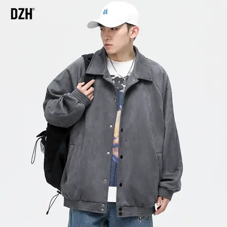 男士痞帅麂皮绒外套春秋款男潮牌男装2023新款秋装衣服教练夹克男商品大图