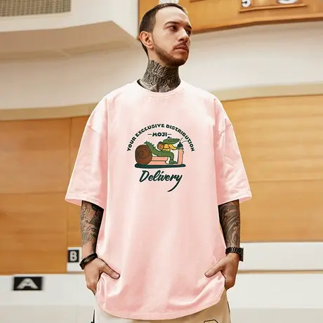 2025新款短袖t恤潮牌潮流高街夏装胖子宽松大码男装男款情侣半袖商品大图