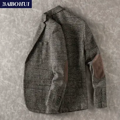 秋季新款中年商务休闲呢子小西装男士外套修身时尚单件西服男上衣图片