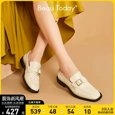 BeauToday法式乐福鞋女BT英伦单鞋2024新款复古皮带扣平底小皮鞋商品大图