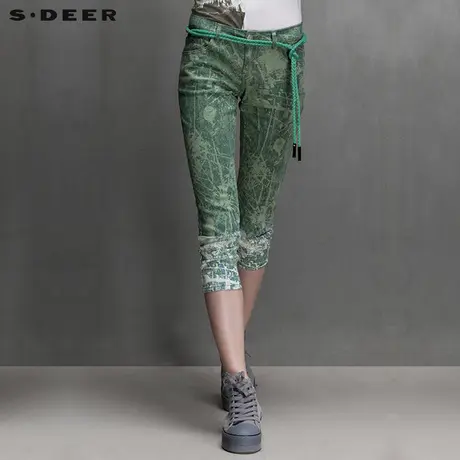 s.deer【上新】圣迪奥女装夏装绿意清新印染中裤S15280714商品大图