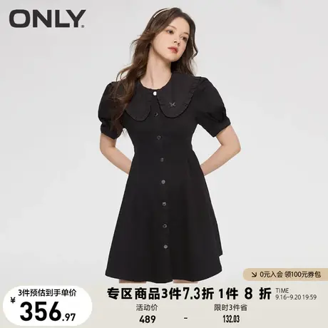 【买5免1】ONLY奥莱2023春夏新款时尚通勤可爱娃娃领牛仔短款连衣图片