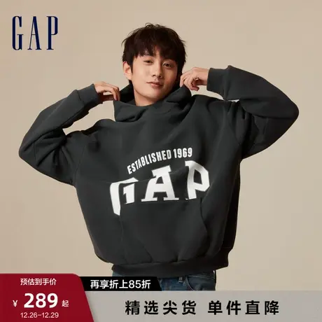 【断码优惠】Gap男女装秋冬LOGO宽松碳素软磨卫衣情侣装762528图片