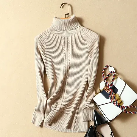 2023秋冬装新款长袖套头高领毛衣女修身显瘦百搭针织衫女韩版上衣图片