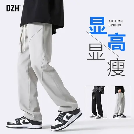 男士灰色高街裤子男春季直筒宽松2024新款工装休闲长裤运动裤男款商品大图