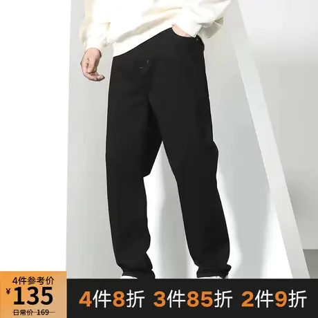 GxxH牛仔裤男秋季2022新款大码潮牌宽松直筒黑色垂感胖子休闲长裤商品大图
