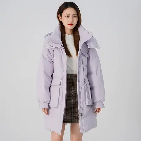 雪中飞长款廓形女士羽绒服2023秋冬新款女保暖大口袋时尚休闲外套图片