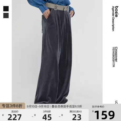 bosie2021年冬季新款刺绣休闲裤宽松长裤商品大图