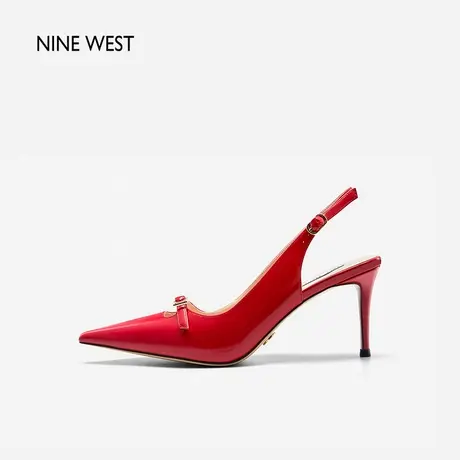 Nine West/玖熙包头凉鞋女2023年夏季新款漆皮优雅法式后绊带女鞋商品大图
