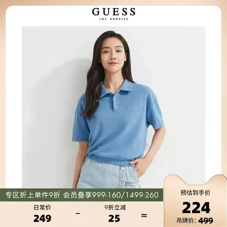 GUESS女士甜辣设计感修身收腰polo领短袖T恤上衣-W2YP02KB3I1商品大图