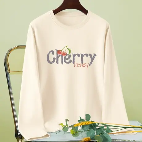 白色纯棉长袖t恤女秋季新款百搭女款打底衫2023春秋别致小众上衣商品大图