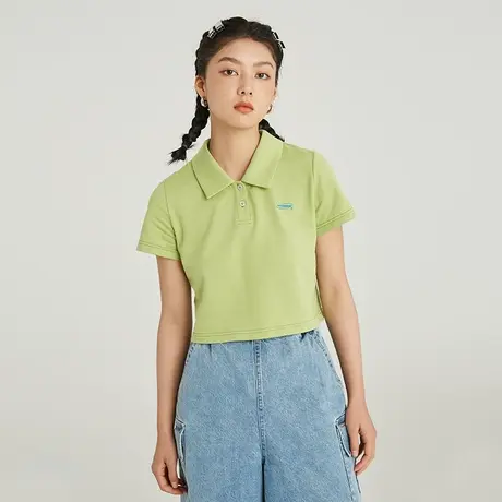 omont蛋挞家复古短袖t恤女夏polo针织衫小个子短款上衣潮2023新款商品大图