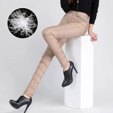 女士羽绒裤女2023年新款妈妈棉裤外穿时尚高腰保暖冬季加厚鸭绒裤图片