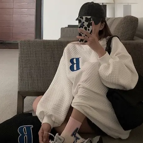 美式hiphop卫衣女宽松韩版ins设计感小众上衣春秋薄款vintage外套商品大图