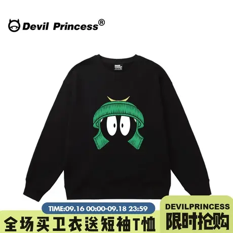 ins风小众设计感黑色卫衣女oversize宽松大版通勤显瘦薄款上衣潮商品大图