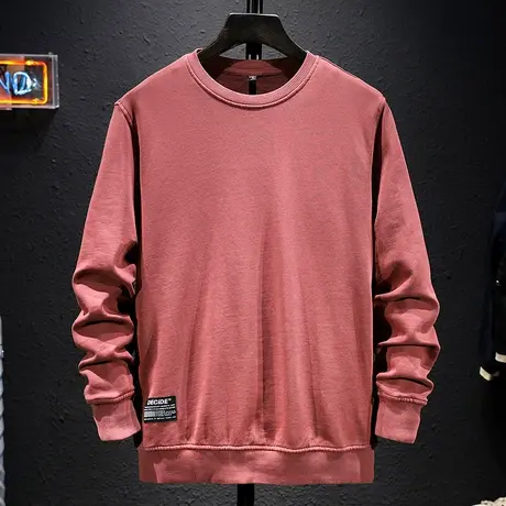 糖果色圆领卫衣男士休闲宽松潮流简约春秋装上衣套头大码衣服男装图片