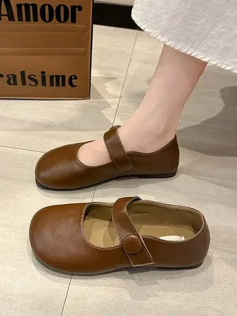 单鞋女浅口平底鞋2023新款夏季软底晚晚鞋秋季配裙子玛丽珍小皮鞋商品大图