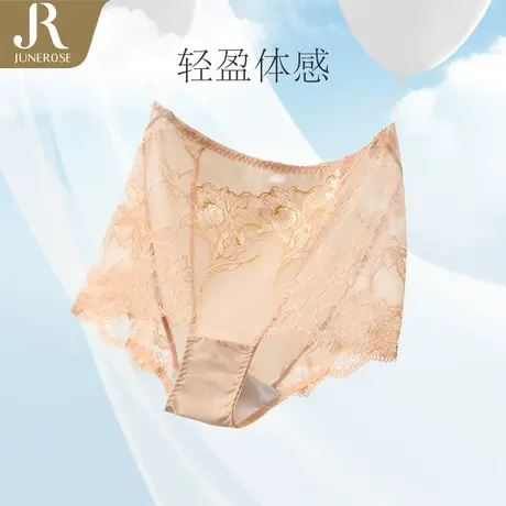 六月玫瑰女士内裤性感蕾丝新款高腰收腹提臀平角裤大码夏季新款商品大图