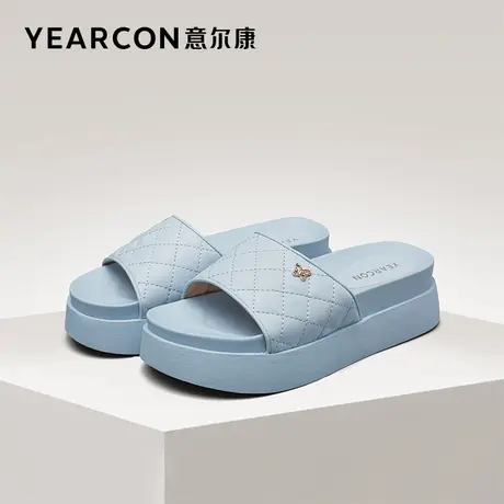 意尔康女鞋夏季女士凉拖鞋平底厚底凉鞋外穿法式时尚一字拖外出图片