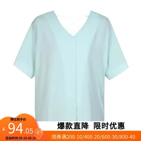 【艾格】2023夏季新款雪纺衫露背系带V领休闲宽松高级感T恤上衣女商品大图